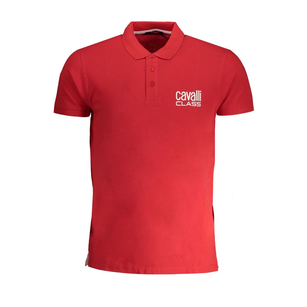 Cavalli Class Red Cotton Polo Shirt-Cavalli Class-M-Urbanheer