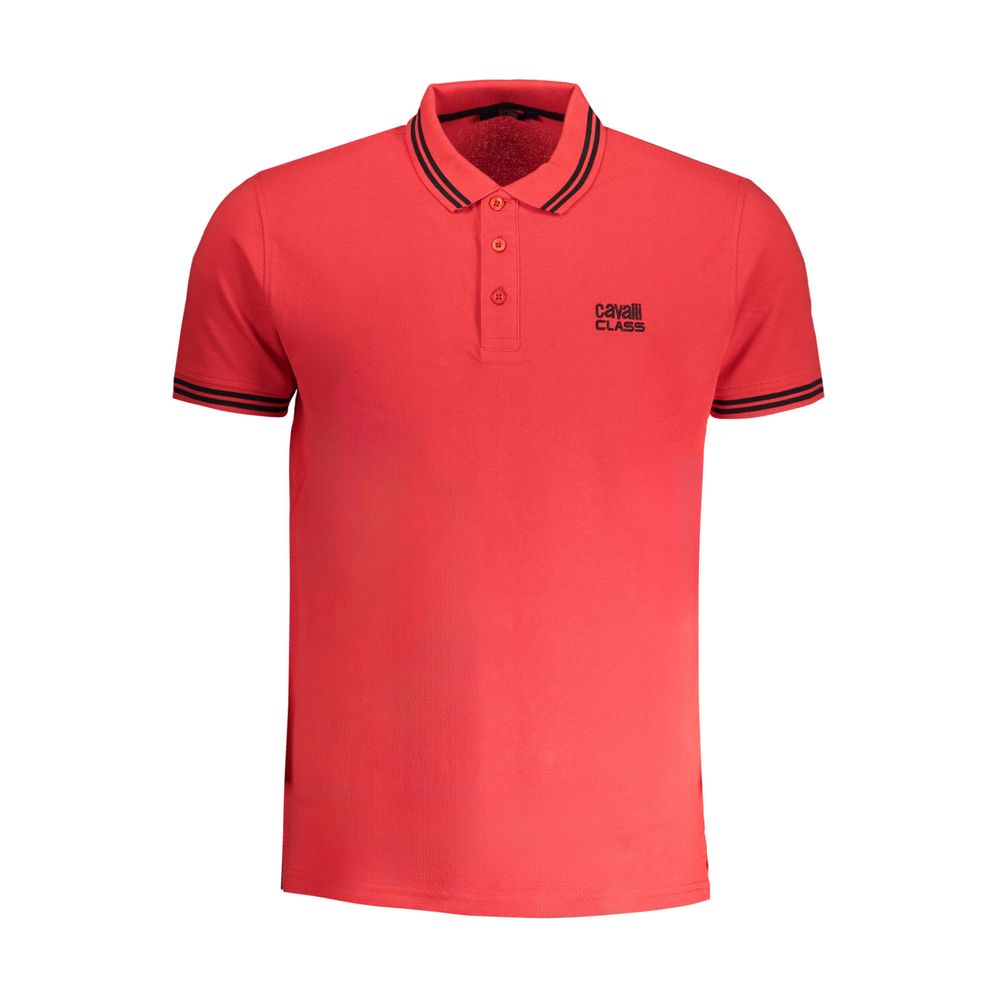 Cavalli Class Red Cotton Polo Shirt-Cavalli Class-M-Urbanheer