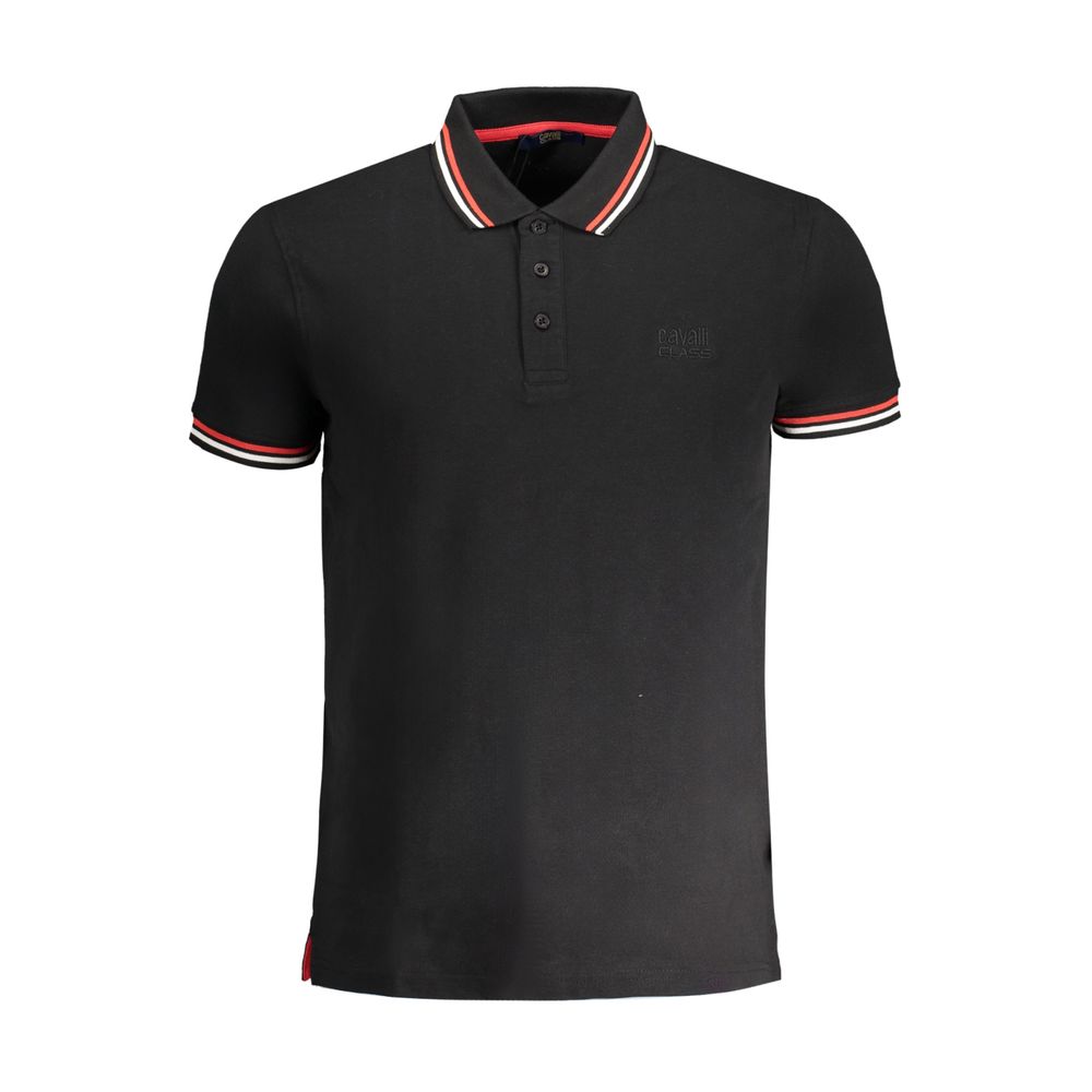 Cavalli Class Black Cotton Polo Shirt-Cavalli Class-L-Urbanheer