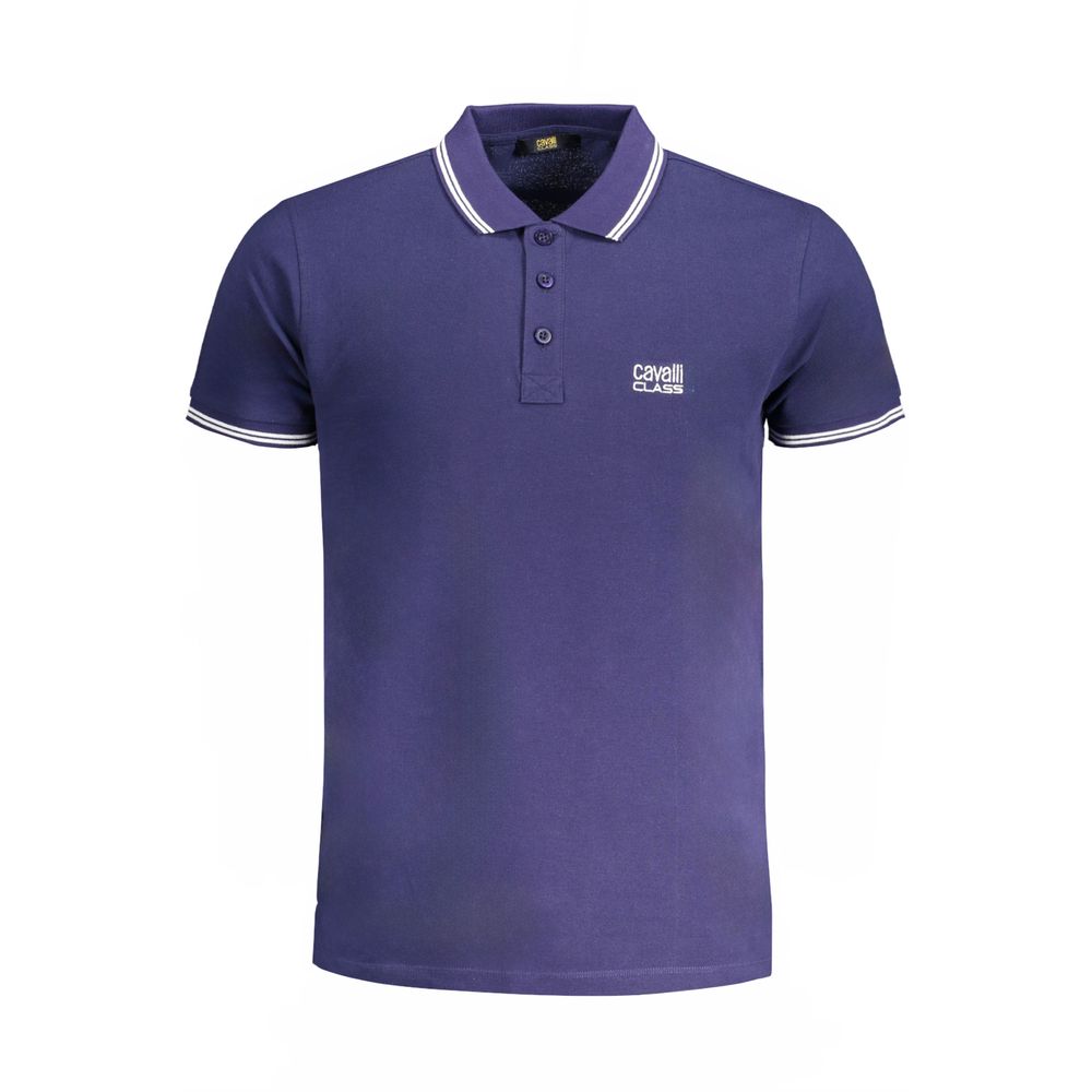 Cavalli Class Blue Cotton Polo Shirt-Cavalli Class-M-Urbanheer