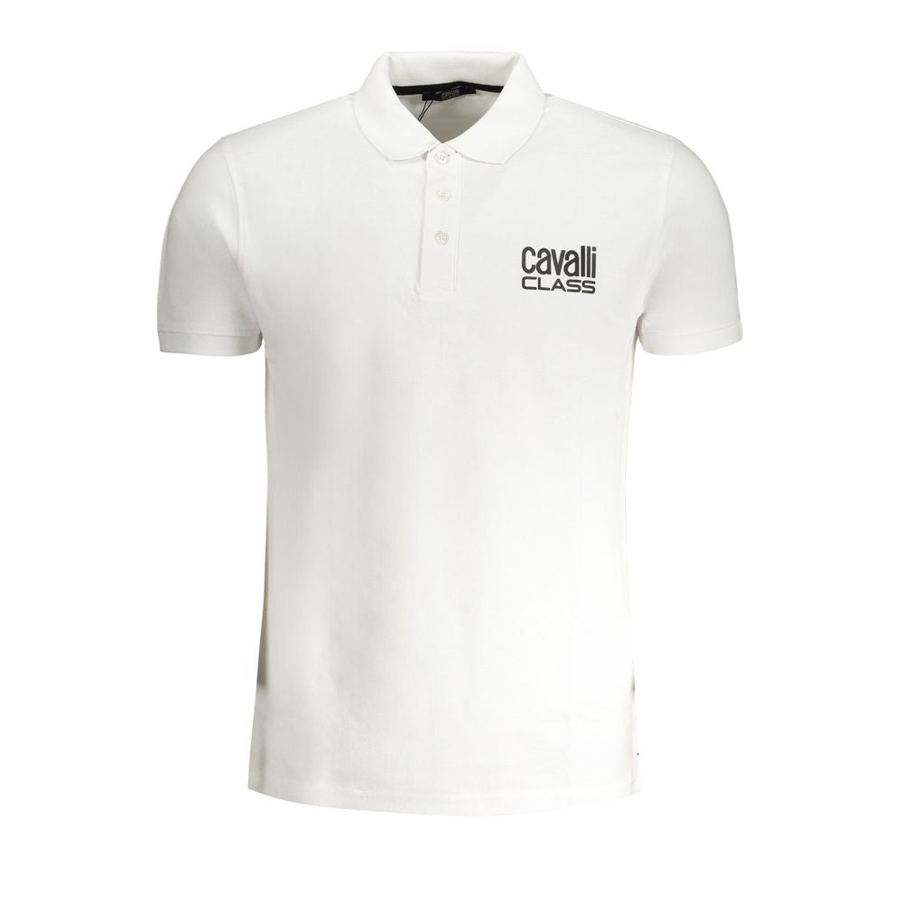 Cavalli Class White Cotton Polo Shirt-Cavalli Class-L-Urbanheer