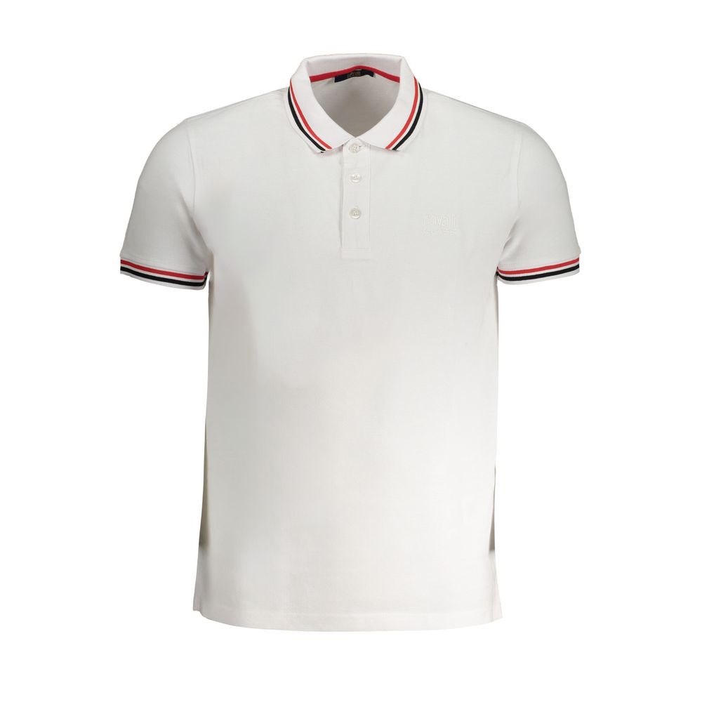 Cavalli Class White Cotton Polo Shirt-Cavalli Class-M-Urbanheer