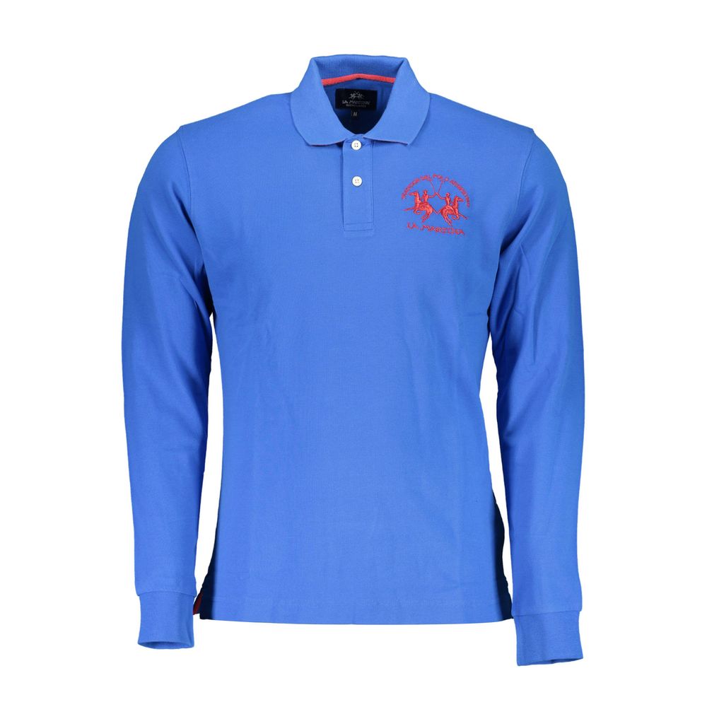 La Martina Elegant Long-Sleeved Polo in Chic Blue-La Martina-XL-Urbanheer