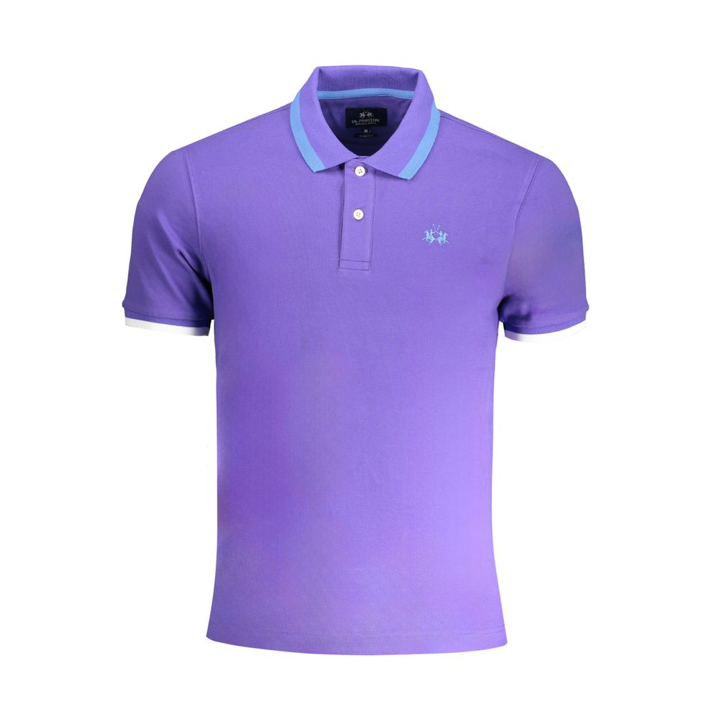 La Martina Purple Cotton Polo Shirt-La Martina-XXL-Urbanheer