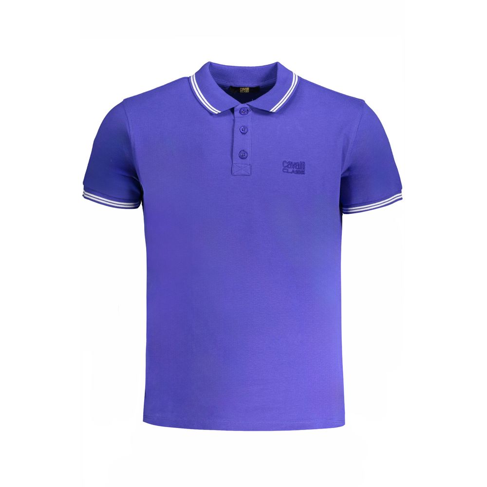 Cavalli Class Blue Cotton Polo Shirt-Cavalli Class-M-Urbanheer