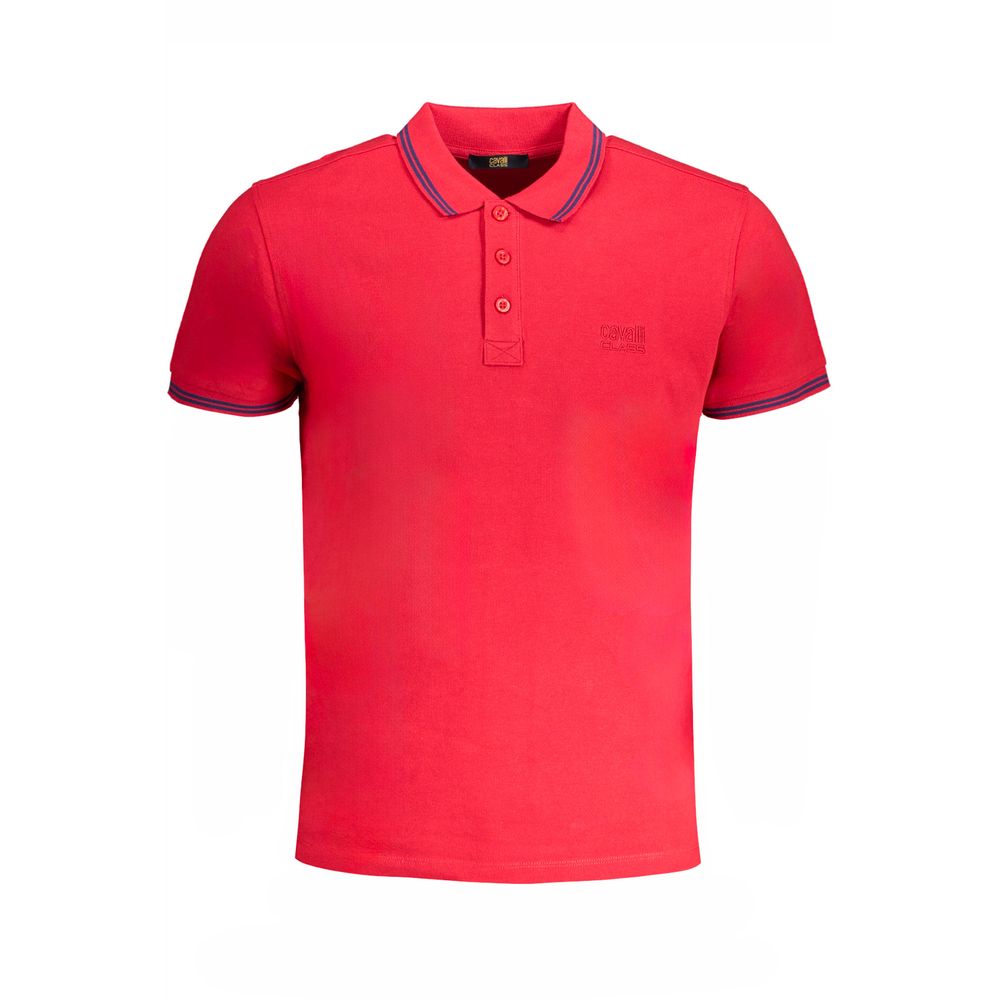 Cavalli Class Red Cotton Polo Shirt-Cavalli Class-M-Urbanheer