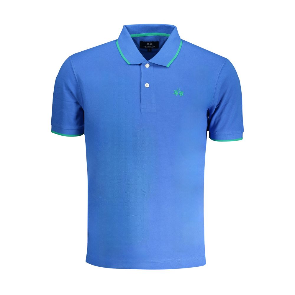 La Martina Blue Cotton Polo Shirt-La Martina-S-Urbanheer