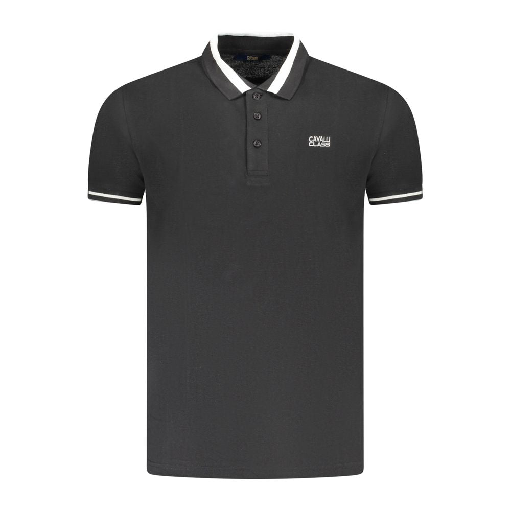 Cavalli Class Black Cotton Men Polo Shirt-Cavalli Class-M-Urbanheer