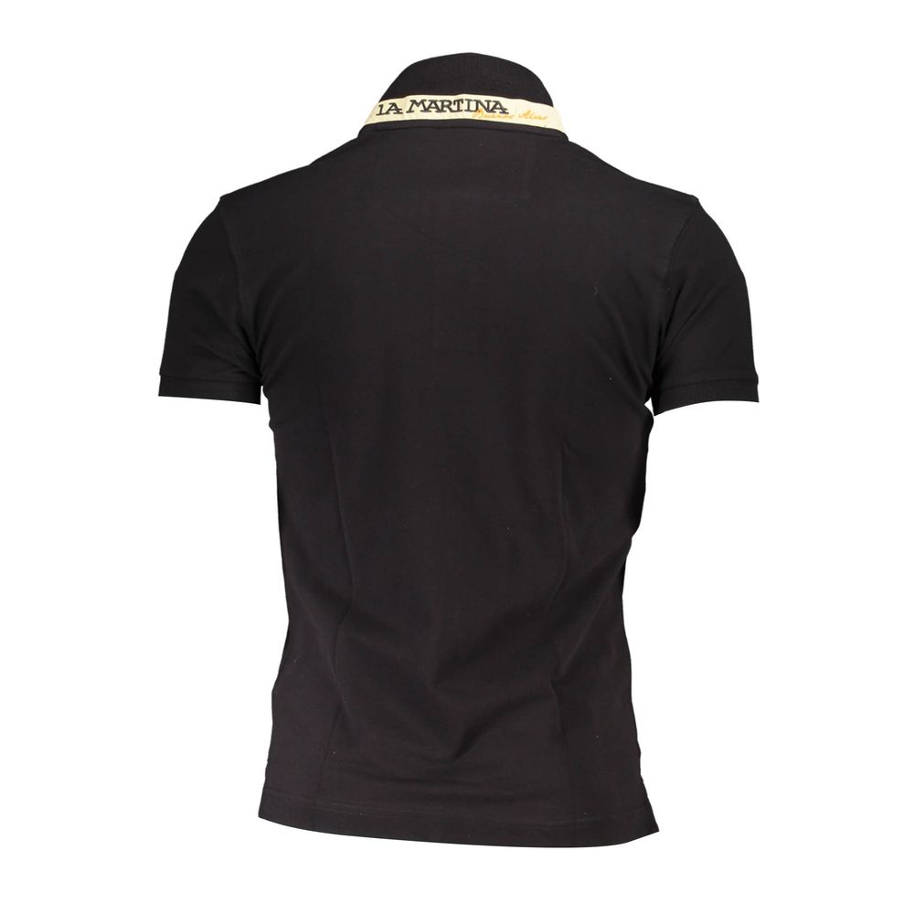 La Martina Black Cotton Men Polo Shirt-La Martina-M-Urbanheer