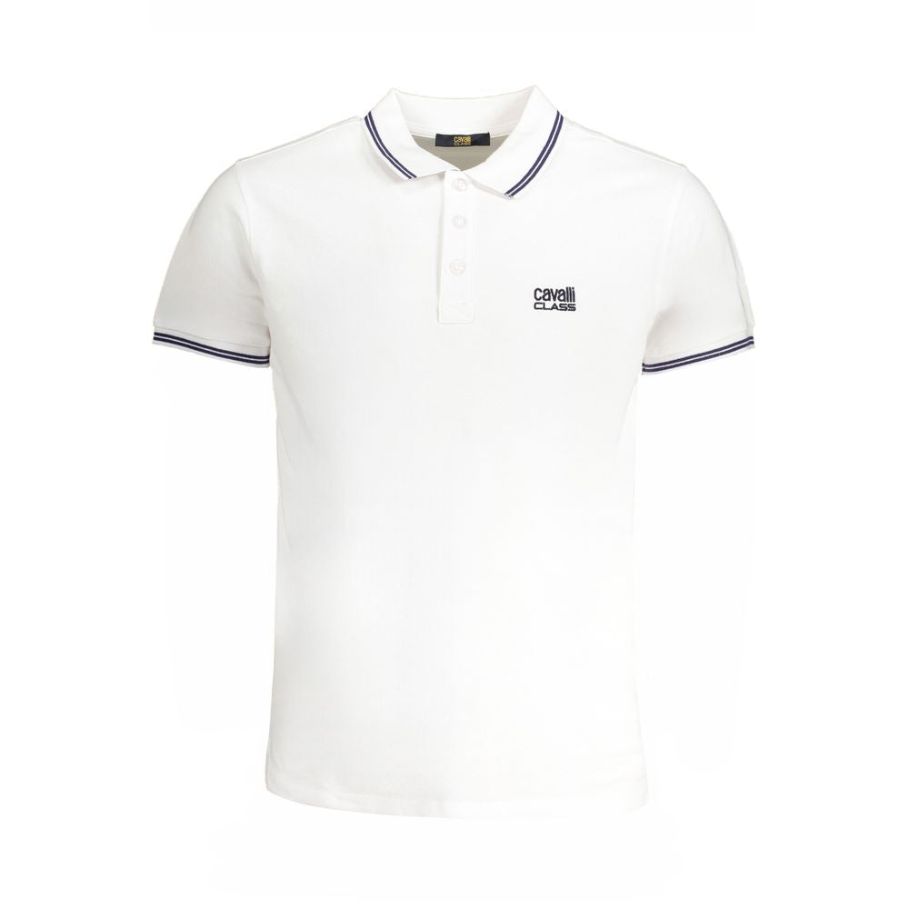 Cavalli Class White Cotton Polo Shirt-Cavalli Class-M-Urbanheer