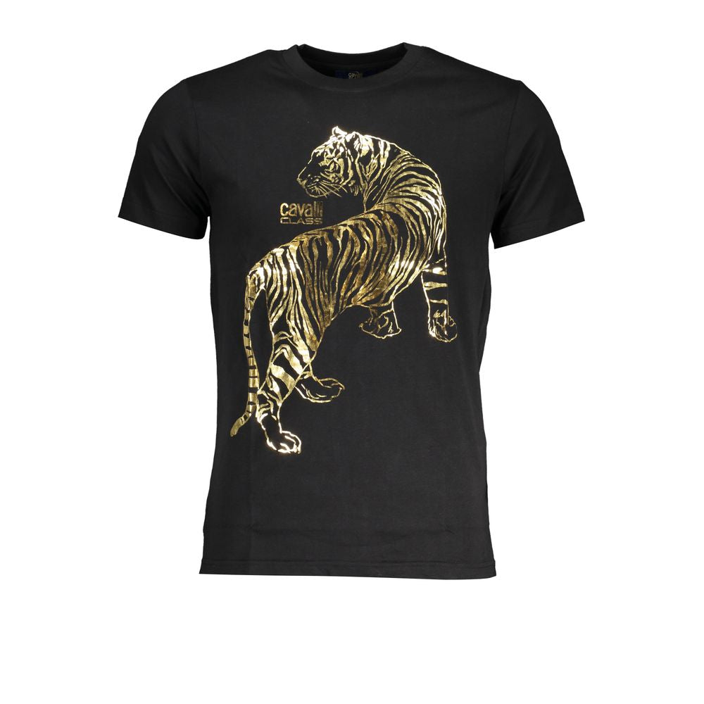 Cavalli Class Black Cotton T-Shirt-Cavalli Class-XL-Urbanheer