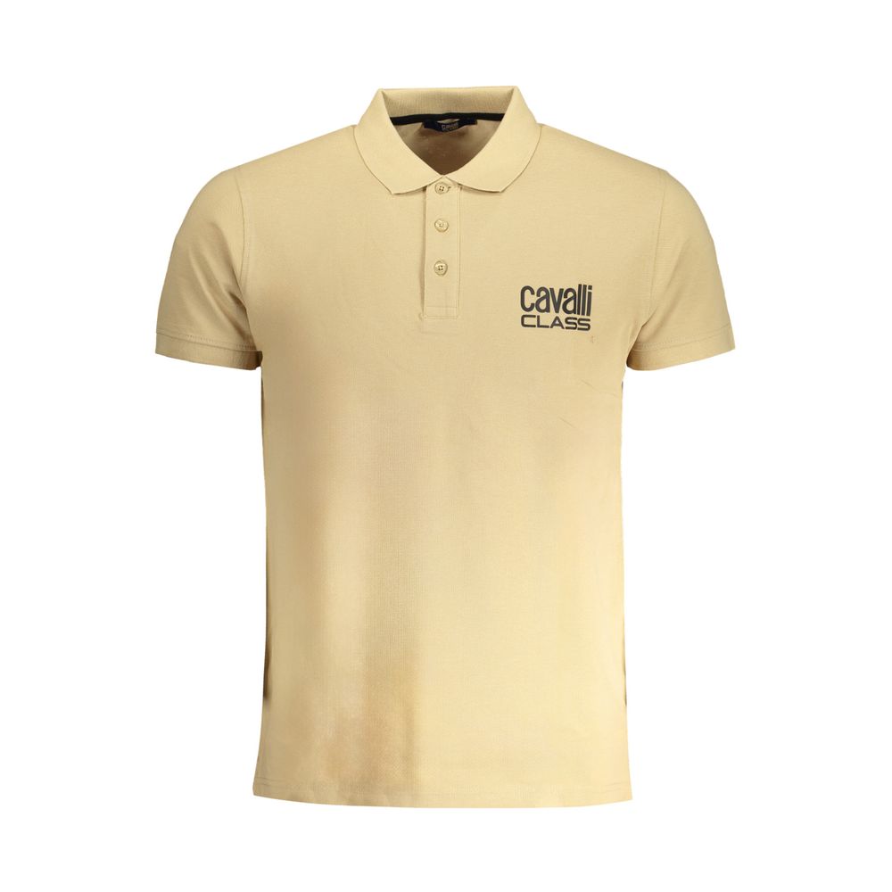 Cavalli Class Beige Cotton Polo Shirt-Cavalli Class-M-Urbanheer