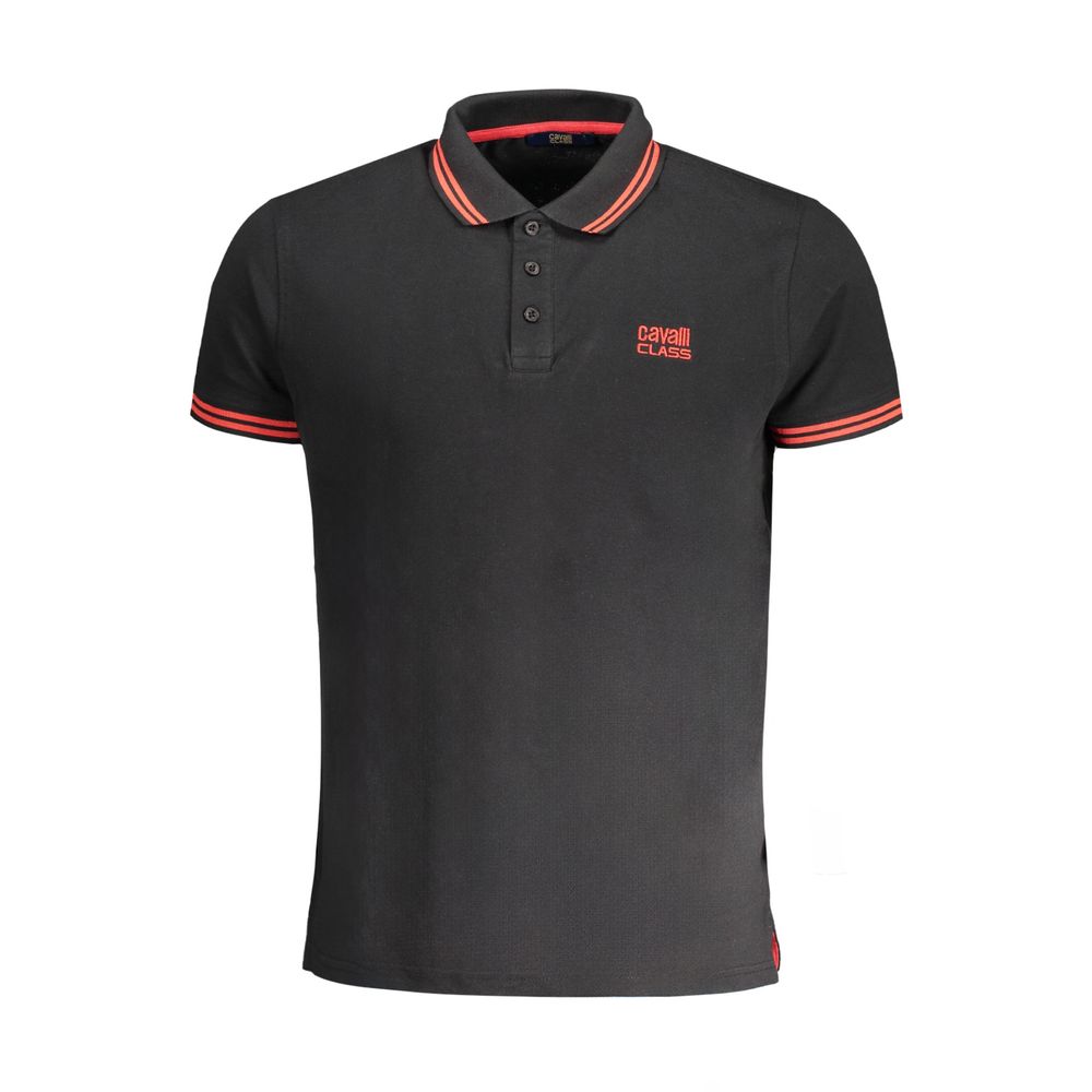 Cavalli Class Black Cotton Polo Shirt-Cavalli Class-L-Urbanheer