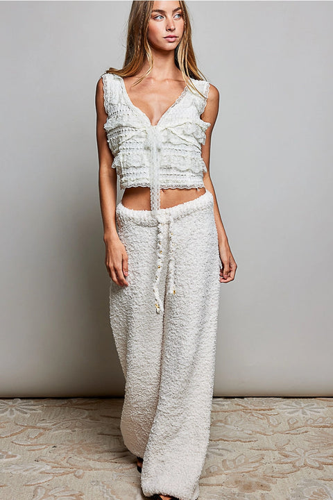 Solid Adjustable Drawstring Waist Casual Sweater Pants