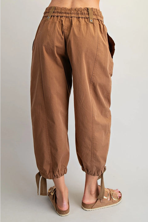 Mineral Washed Tied Cuffed Jogger Pants