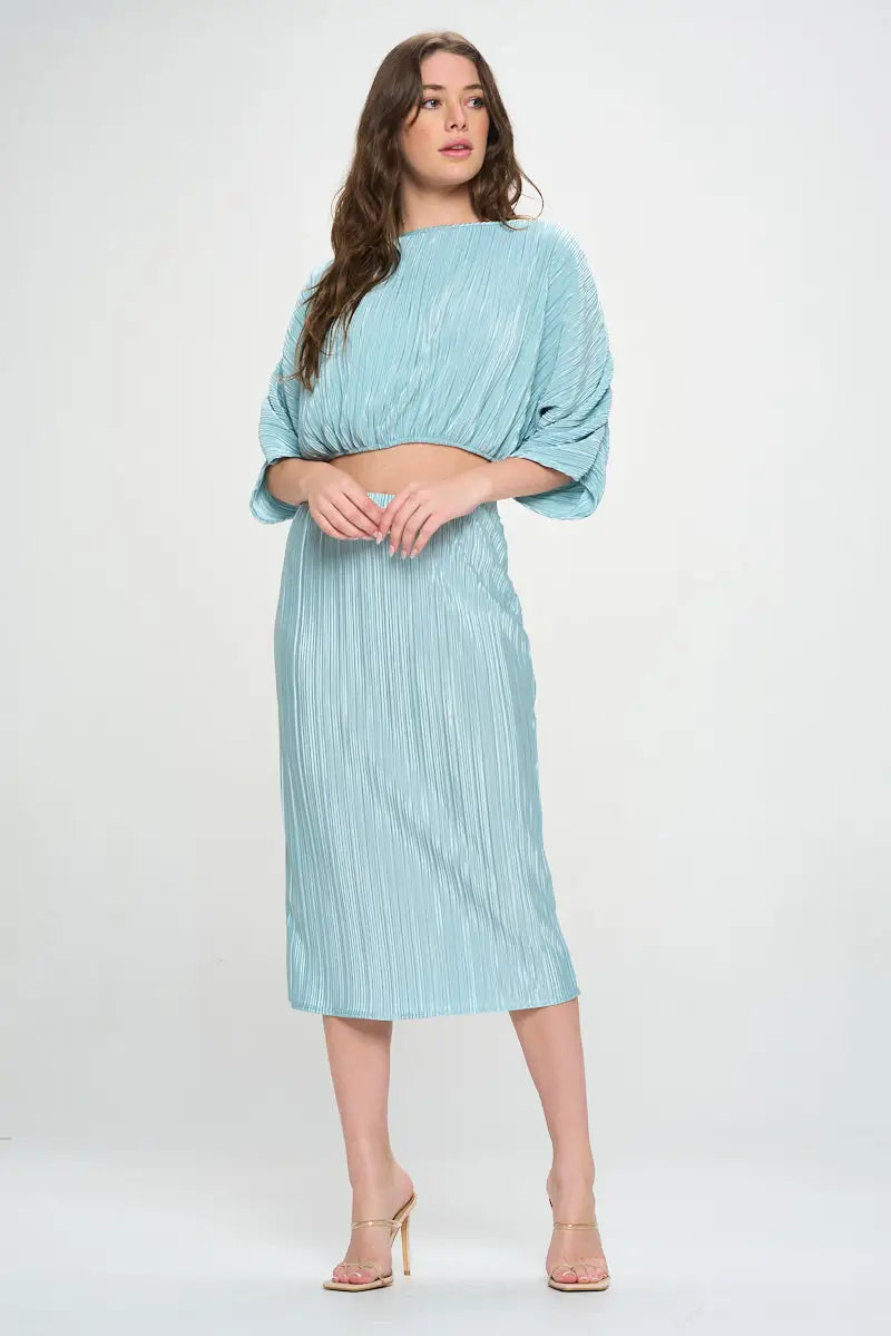 Vibrant Plisse Scoop Neck Crop Top-Renee C.-S-Urbanheer