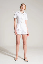 White Denim Short Jumpsuit-Jumpsuit-Nicole Baratta-XS-Urbanheer
