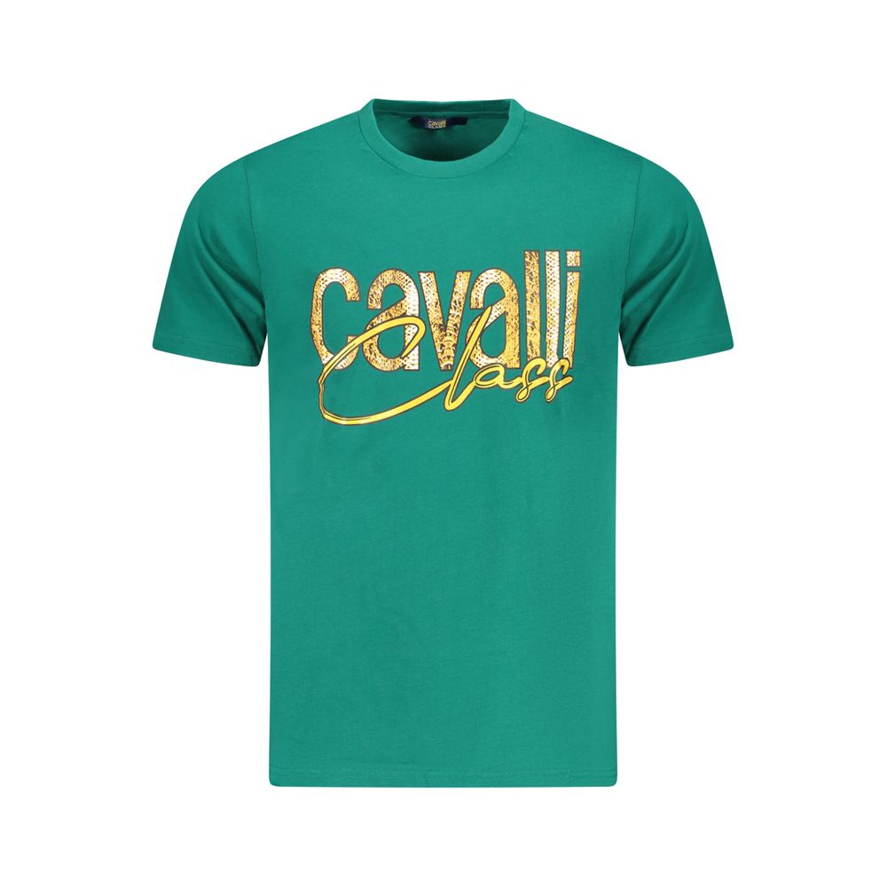 Cavalli Class Green Cotton Men T-Shirt-Cavalli Class-L-Urbanheer