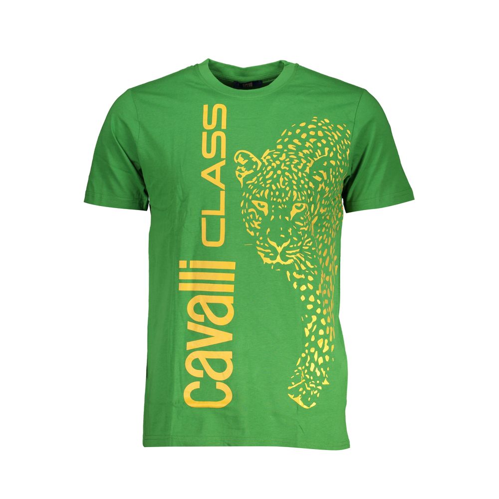 Cavalli Class Green Cotton T-Shirt-Cavalli Class-L-Urbanheer