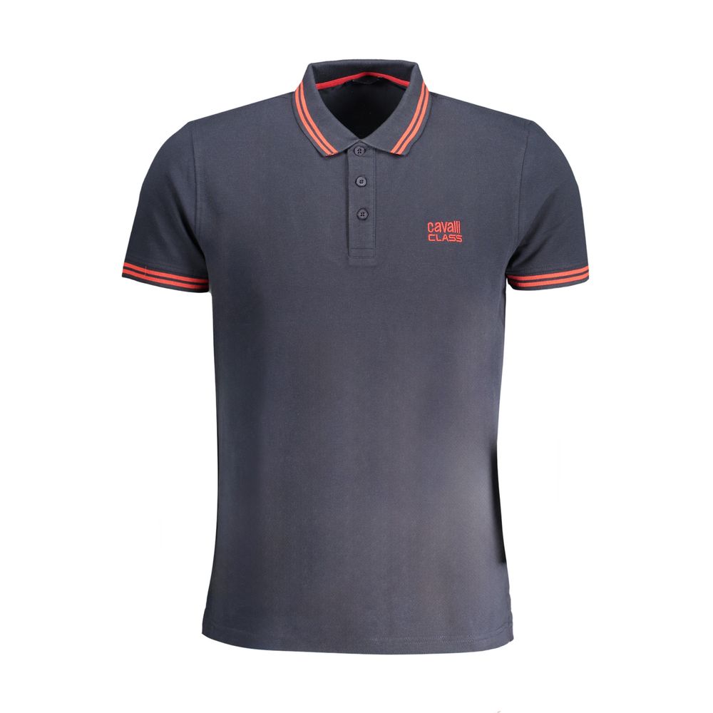 Cavalli Class Blue Cotton Polo Shirt-Cavalli Class-M-Urbanheer