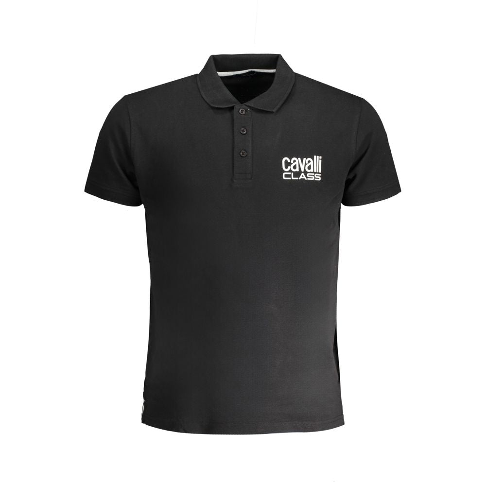 Cavalli Class Black Cotton Polo Shirt-Cavalli Class-L-Urbanheer