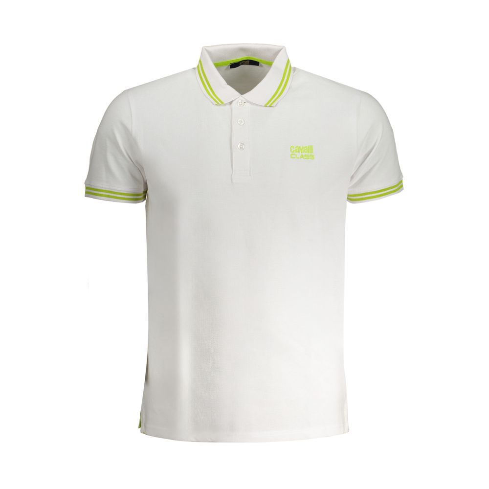 Cavalli Class White Cotton Polo Shirt-Cavalli Class-L-Urbanheer