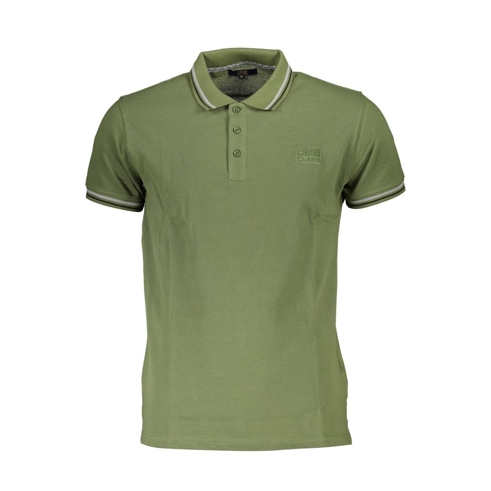 Cavalli Class Green Cotton Polo Shirt-Cavalli Class-M-Urbanheer