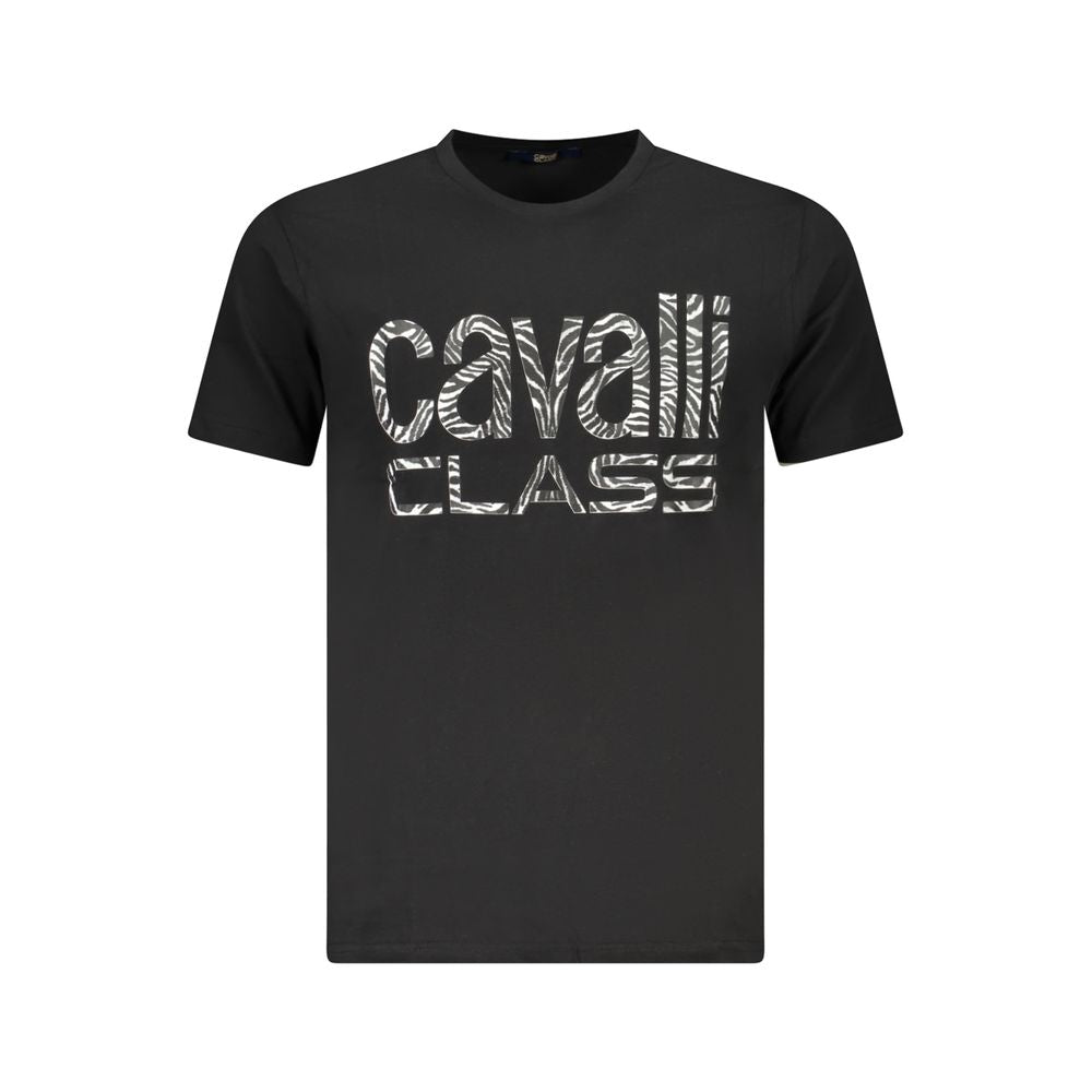 Cavalli Class Black Cotton Men T-Shirt-Cavalli Class-L-Urbanheer