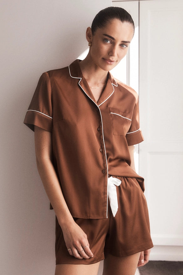 Amy Brown Satin Pj Short Set-Sets-Gingerlilly-S-Urbanheer
