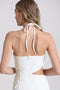 Flower Embellished Cut-Out Halter Dress White/White Flower-Dress-Avec Les Filles-4-Urbanheer