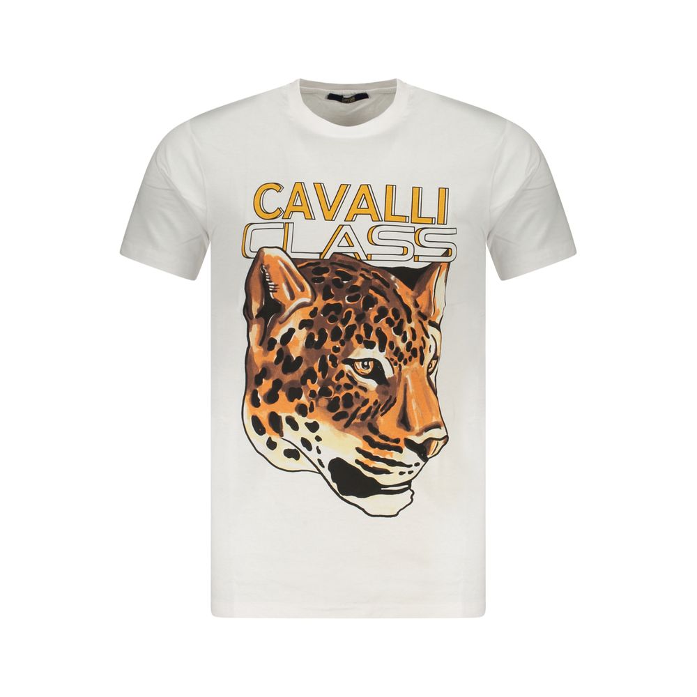 Cavalli Class White Cotton Men T-Shirt-Cavalli Class-M-Urbanheer