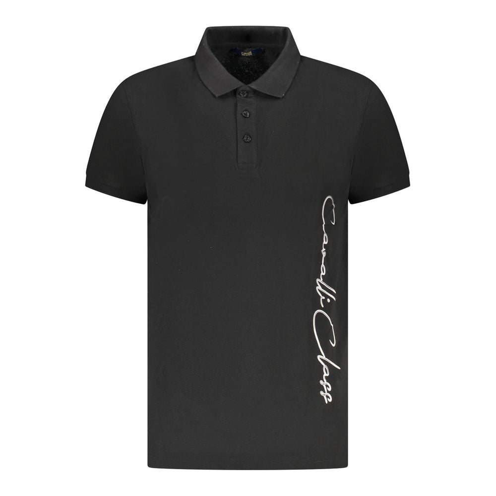 Cavalli Class Black Cotton Men Polo Shirt-Cavalli Class-M-Urbanheer