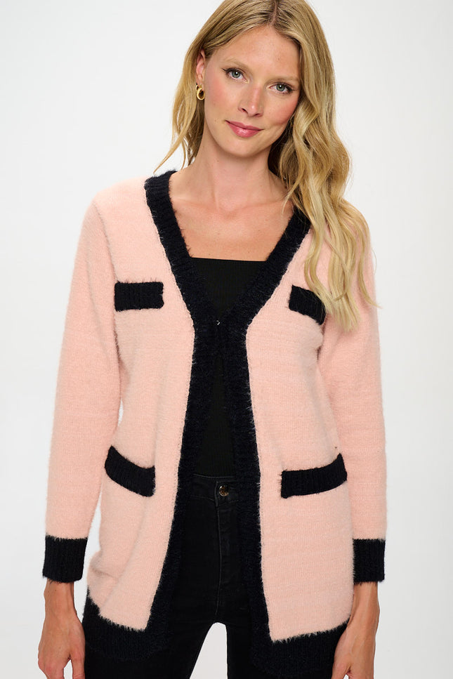 Knit Open Front Cardigan With Pockets