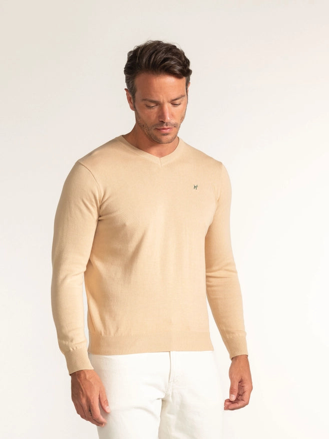 Creme V-Neck Sweater-Sweater-Williot-S-Urbanheer