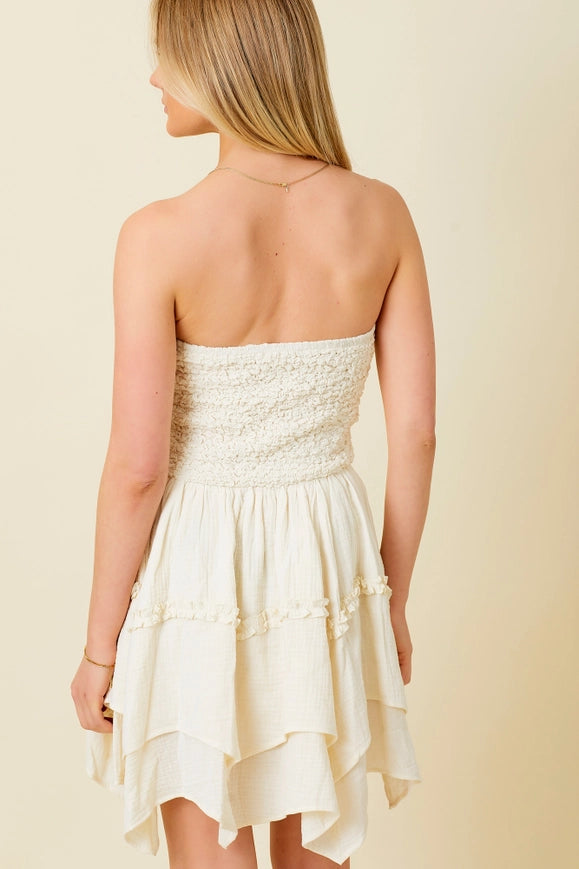 Smocking Bodice Mini Dress Cream-Dress-Baevely by Wellmade USA-CREAM-S-Urbanheer