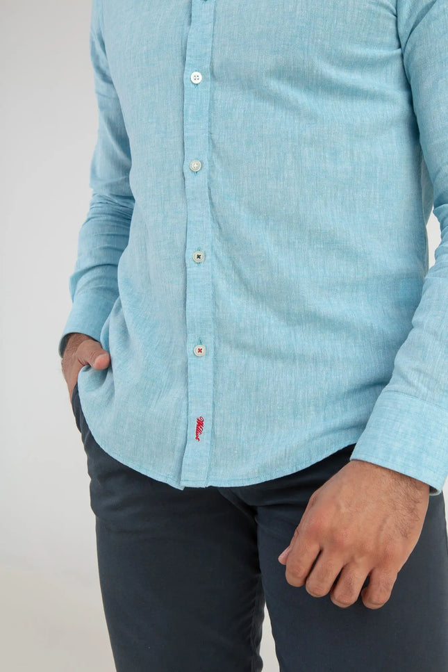 Light Blue Linen Shirt-Clothing - Men-Williot-Urbanheer