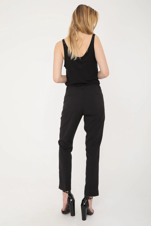 High Waist Cigarette Pants Black-Pants-Attentif Paris-S-Urbanheer