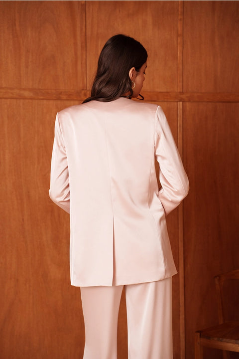 Fluid Satin Jacket with Scarf