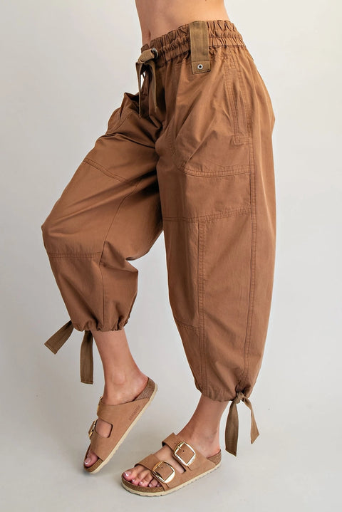 Mineral Washed Tied Cuffed Jogger Pants