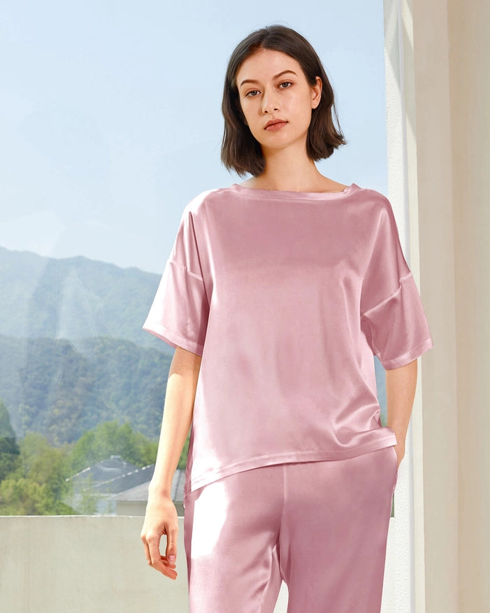 Sunday Morning Silk Pajamas Rosy Pink-Pajamas-MommeSilk-XS-Urbanheer
