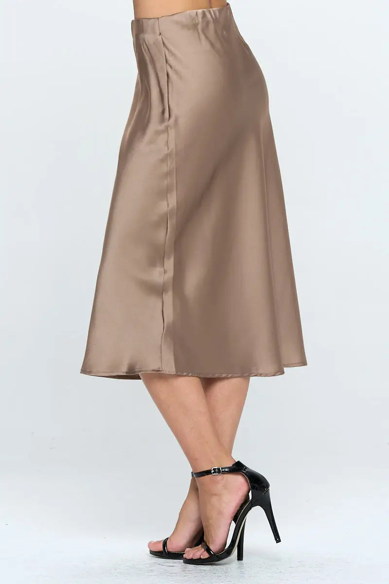 Solid Satin Midi Skirt-Renee C.-S-Urbanheer