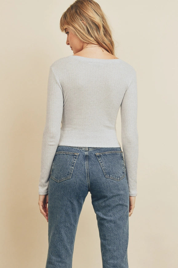 Pointelle Scoop Long-Sleeve Tee-TOP-Dress Forum-S-ICE LILAC-Urbanheer