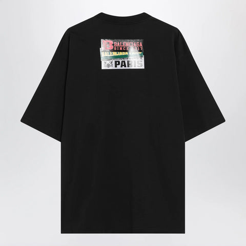 Balenciaga Bumper Stickers medium-fit cotton T-shirt in black