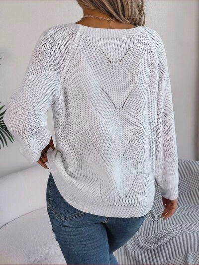 Openwork Buttoned Square Neck Sweater Misty White-Sweater-Blak Wardrob-S-Urbanheer