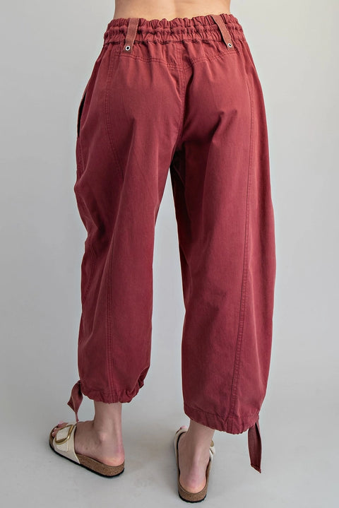 Mineral Washed Tied Cuffed Jogger Pants