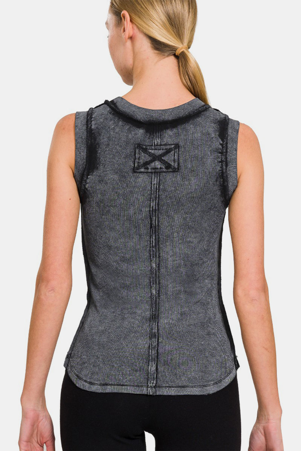 Zenana Washed Ribbed Round Neck Slim Tank-Street 360-ASHBLACK-S-Urbanheer