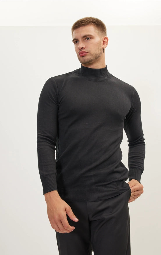 Rt Mock-Neck Sweater - Black-Sweater-Ron Tomson-M-Urbanheer