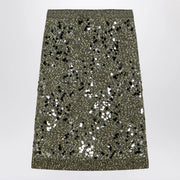 GUCCI Dark green viscose and tweed blend skirt