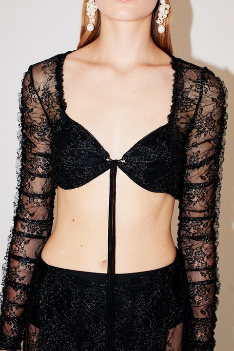 Lace Top Win - Black Floral