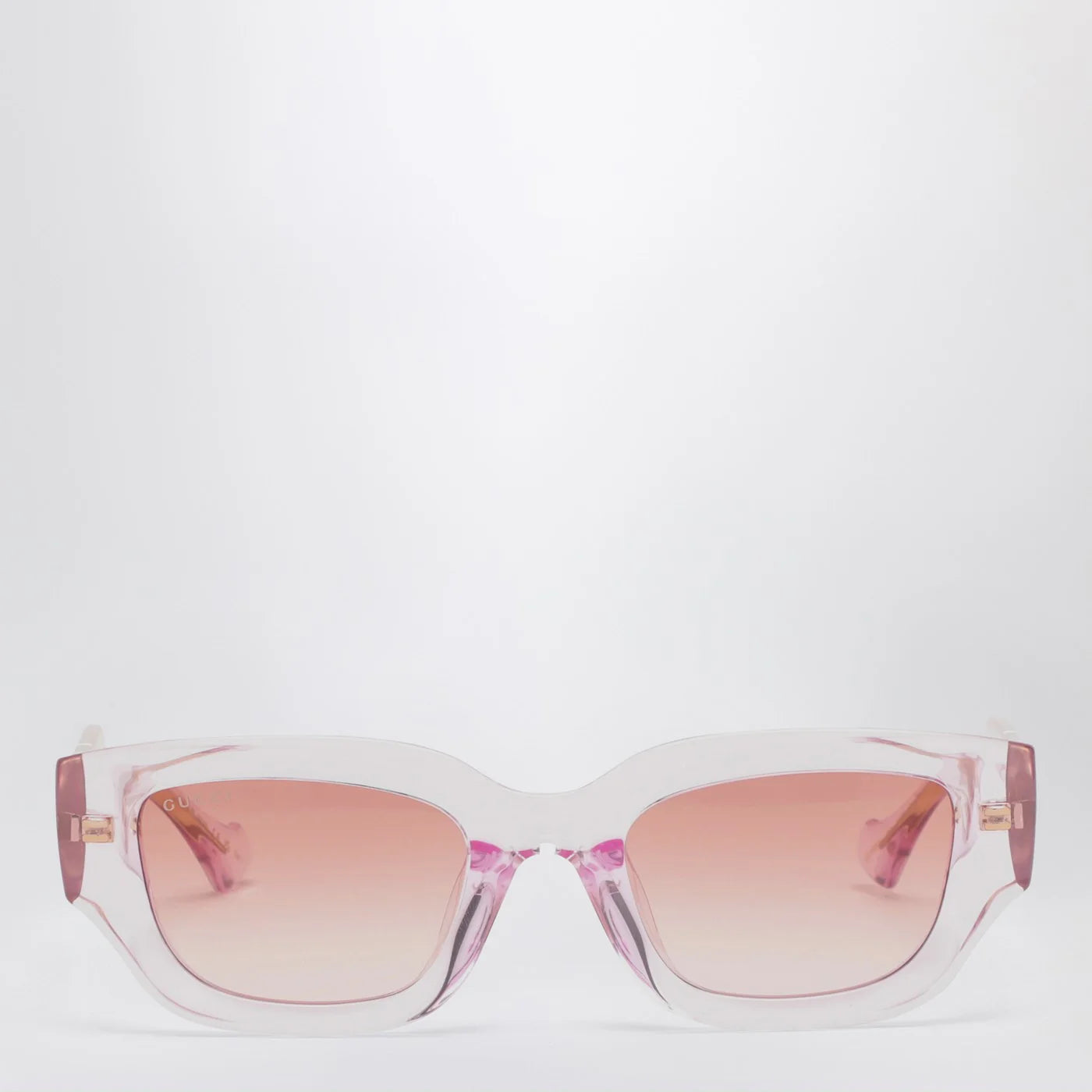 GUCCI Rectangular pink/transparent sunglasses